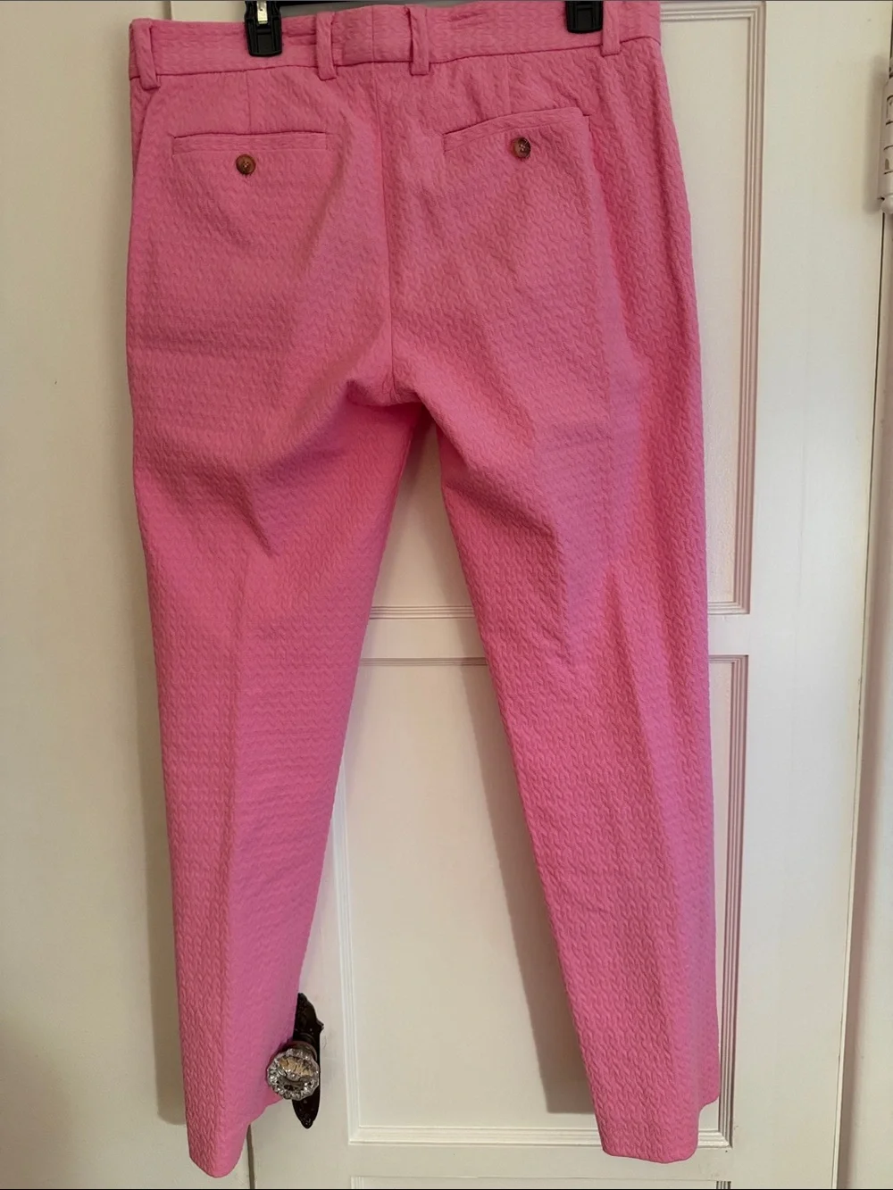 Men's Pink Textured Dress Trousers